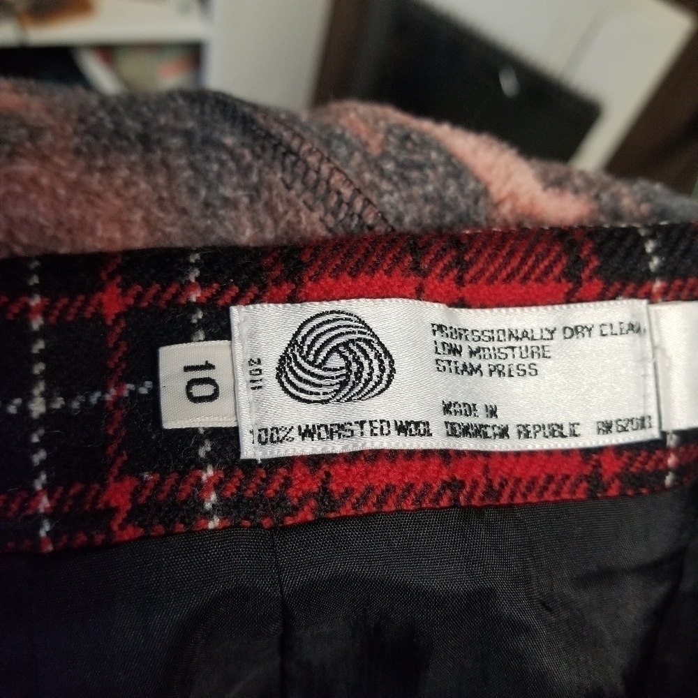 Vtg Rafaella red plaid wool blanket holiday cozy skirt - Picture 6 of 10